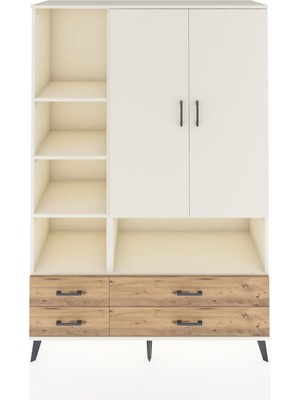 Dienni Hyperion Dolap 8 Raflı 4 Çekmeceli 2 Kapaklı 132X44X195 Aytaşı-Aytaşı/çam