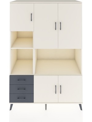 Dienni Kronos Dolap 9 Raflı 3 Çekmeceli 5 Kapaklı 132X59X195 Aytaşı-Aytaşı/antrasit