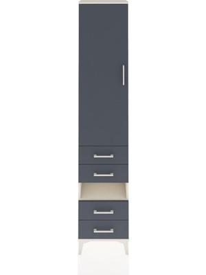 Dienni Arges Dolap 4 Raflı 4 Çekmeceli Tek Kapaklı 44X30X221 Aytaşı-Antrasit