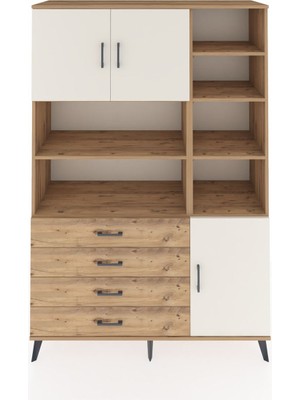 Dienni Hyperion Dolap 9 Raflı 4 Çekmeceli 3 Kapaklı 132X44X195 Çam-Aytaşı/çam