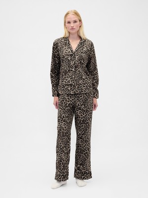 Gap Kadın Kahverengi Poplin Pijama Gömlek