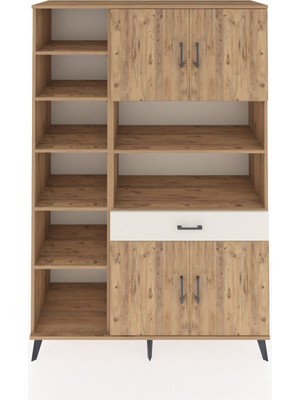 Dienni Hyperion Dolap 10 Raflı Tek Çekmeceli 4 Kapaklı 132X44X195 Çam-Çam/aytaşı