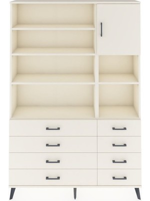 Dienni Arges Dolap 8 Raflı 8 Çekmeceli Tek Kapaklı  132X30X195 Aytaşı-Aytaşı/aytaşı