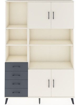 Dienni Arges Dolap 8 Raflı 4 Çekmeceli 4 Kapaklı 132X30X195 Aytaşı-Aytaşı/antrasit
