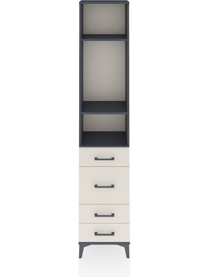 Dienni Arges Dolap 3 Raflı 4 Çekmeceli 44X30X221 Antrasit-Aytaşı