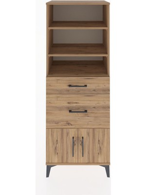 Dienni Hyperion Dolap 3 Raflı 2 Çekmeceli 2 Kapaklı 60X44X163 Çam-Çam