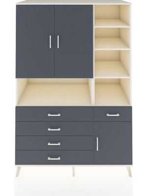 Dienni Kronos Dolap 8 Raflı 5 Çekmeceli 3 Kapaklı 132X59X195 Aytaşı-Antrasit/antrasit