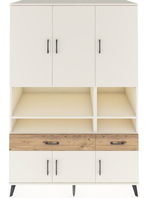 Dienni Kronos Dolap 8 Raflı 2 Çekmeceli 6 Kapaklı 132X59X195 Aytaşı-Aytaşı/çam