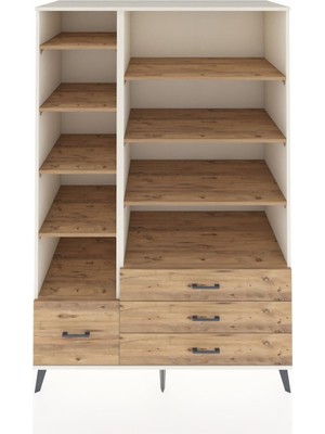 Dienni Kronos Dolap 9 Raflı 4 Çekmeceli  132X59X195 Aytaşı-Çam/çam