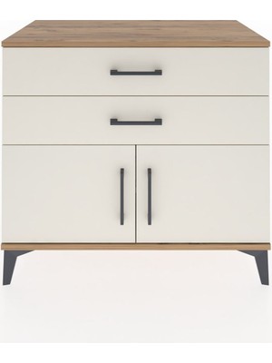 Dienni Hyperion Şifonyer Tek Raflı 2 Çekmeceli 2 Kapaklı 88X44X80 Çam-Aytaşı