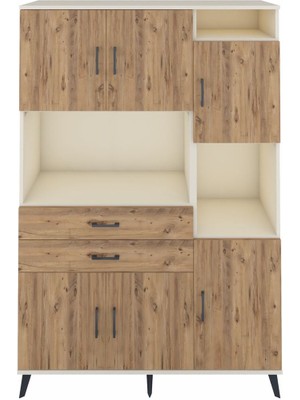 Dienni Hyperion Dolap 9 Raflı 2 Çekmeceli 6 Kapaklı 132X44X195 Aytaşı-Çam/çam