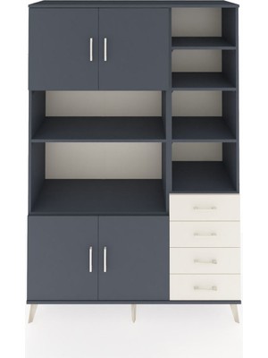 Dienni Hyperion Dolap 9 Raflı 4 Çekmeceli 4 Kapaklı 132X44X195 Antrasit-Antrasit/aytaşı