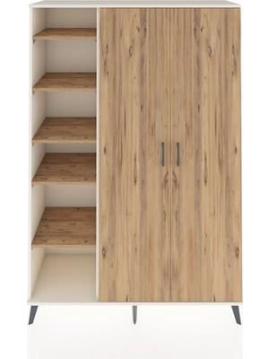 Dienni Hyperion Dolap 7 Raflı 2 Kapaklı Tek Askılı 132X44X195 Aytaşı-Çam/çam