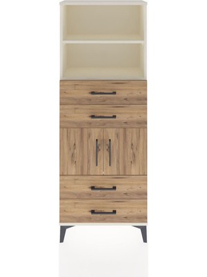 Dienni Arges Dolap 3 Raflı 4 Çekmeceli 2 Kapaklı 60X30X163 Aytaşı-Çam