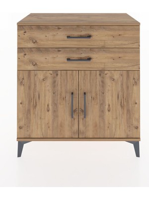 Dienni Hyperion Şifonyer 2 Raflı 2 Çekmeceli 2 Kapaklı 88X44X96 Çam-Çam