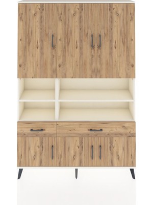 Dienni Arges Dolap 8 Raflı 2 Çekmeceli 6 Kapaklı 132X30X195 Aytaşı-Çam/çam