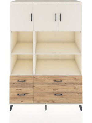 Dienni Kronos Dolap 8 Raflı 4 Çekmeceli 3 Kapaklı 132X59X195 Aytaşı-Aytaşı/çam