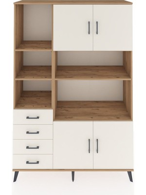 Dienni Hyperion Dolap 8 Raflı 4 Çekmeceli 4 Kapaklı 132X44X195 Çam-Aytaşı/aytaşı