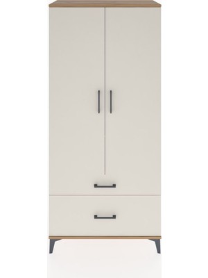 Dienni Hyperion Dolap 2 Raflı 2 Çekmeceli Tek Askılı 88X44X195 Çam-Aytaşı