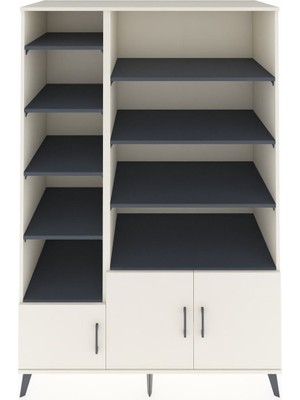 Dienni Kronos Dolap 10 Raflı 3 Kapaklı 132X59X195 Aytaşı-Aytaşı/antrasit