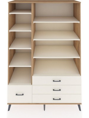 Dienni Kronos Dolap 9 Raflı 4 Çekmeceli  132X59X195 Çam-Aytaşı/aytaşı