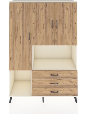 Dienni Hyperion Dolap 6 Raflı 3 Çekmeceli 3 Kapaklı 132X44X195 Aytaşı-Çam/çam