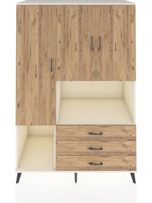 Dienni Kronos Dolap 6 Raflı 3 Çekmeceli 3 Kapaklı 132X59X195 Aytaşı-Çam/çam
