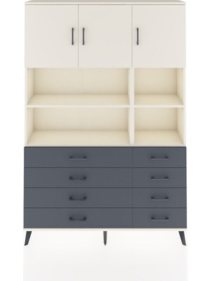 Dienni Arges Dolap 8 Raflı 8 Çekmeceli 3 Kapaklı 132X30X195 Aytaşı-Aytaşı/antrasit