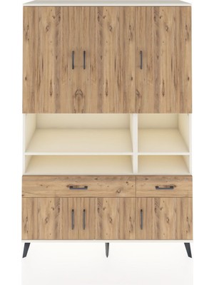 Dienni Hyperion Dolap 8 Raflı 2 Çekmeceli 6 Kapaklı 132X44X195 Aytaşı-Çam/çam