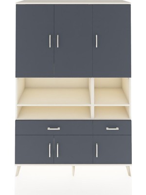 Dienni Hyperion Dolap 8 Raflı 2 Çekmeceli 6 Kapaklı 132X44X195 Aytaşı-Antrasit/antrasit