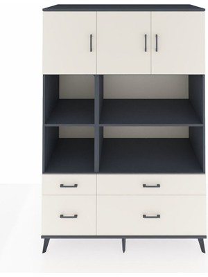 Dienni Kronos Dolap 8 Raflı 4 Çekmeceli 3 Kapaklı 132X59X195 Antrasit-Aytaşı/aytaşı