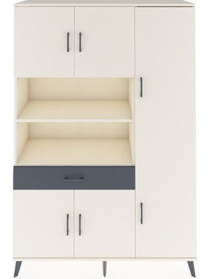 Dienni Hyperion Dolap 10 Raflı Tek Çekmeceli 6 Kapaklı 132X44X195 Aytaşı-Aytaşı/antrasit