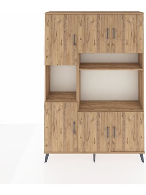 Dienni Arges Dolap 9 Raflı 6 Kapaklı 132X30X195 Çam-Çam/çam