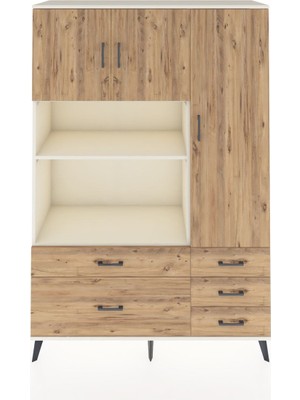 Dienni Hyperion Dolap 7 Raflı 5 Çekmeceli 3 Kapaklı 132X44X195 Aytaşı-Çam/çam