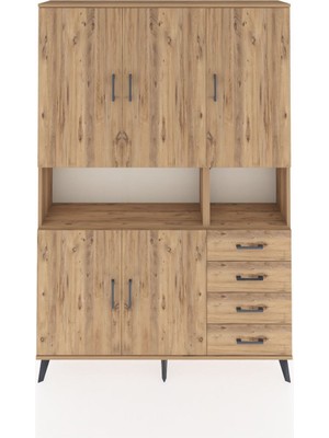 Dienni Arges Dolap 7 Raflı 4 Çekmeceli 5 Kapaklı 132X30X195 Çam-Çam/çam