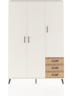 Dienni Arges Dolap 6 Raflı 3 Çekmeceli Tek Askılı 132X30X195 Aytaşı-Aytaşı/çam