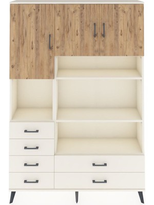 Dienni Arges Dolap 9 Raflı 6 Çekmeceli 3 Kapaklı 132X30X195 Aytaşı-Çam/aytaşı