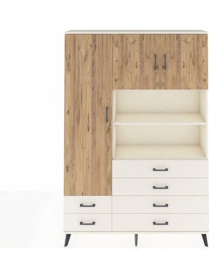 Dienni Arges Dolap 8 Raflı 6 Çekmeceli 3 Kapaklı 132X30X195 Aytaşı-Çam/aytaşı