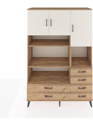 Dienni Hyperion Dolap 9 Raflı 6 Çekmeceli 3 Kapaklı 132X44X195 Çam-Aytaşı/çam