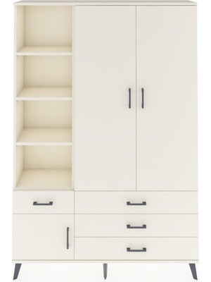 Dienni Arges Dolap 5 Raflı 4 Çekmeceli Tek Askılı 132X30X195 Aytaşı-Aytaşı/aytaşı