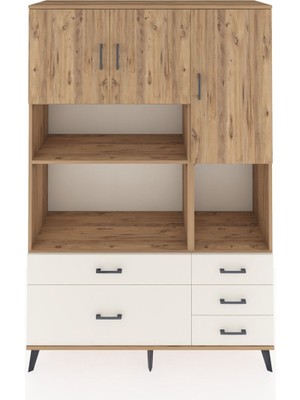 Dienni Hyperion Dolap 8 Raflı 5 Çekmeceli 3 Kapaklı 132X44X195 Çam-Çam/aytaşı