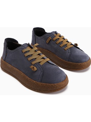 Limoya Judi Hakiki Deri Mavi Rahat Tabanlı Kadın Sneakers