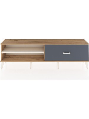 Dienni Arges Tv Ünitesi Tek Raflı Tek Çekmeceli  176X30X51 Çam-Aytaşı/antrasit