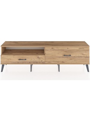Dienni Arges Tv Ünitesi Tek Raflı 2 Çekmeceli  176X30X51 Çam-Çam/çam
