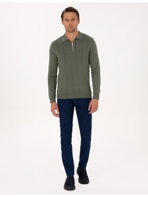 Pierre Cardin Erkek Petrol Slim Fit Jean Pantolon 50317288-VR102