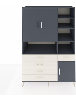 Dienni Kronos Dolap 8 Raflı 5 Çekmeceli 3 Kapaklı 132X59X195 Antrasit-Antrasit/aytaşı