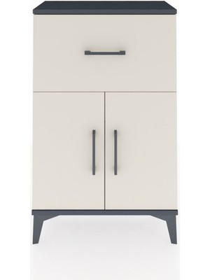 Dienni Arges Komodin Tek Raflı Tek Çekmeceli 2 Kapaklı 60X30X96 Antrasit-Aytaşı