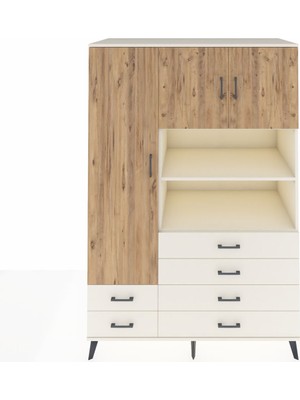 Dienni Kronos Dolap 8 Raflı 6 Çekmeceli 3 Kapaklı 132X59X195 Aytaşı-Çam/aytaşı