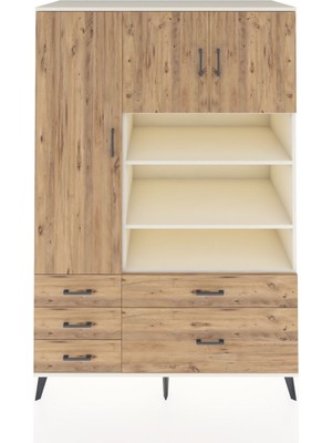 Dienni Kronos Dolap 9 Raflı 5 Çekmeceli 3 Kapaklı 132X59X195 Aytaşı-Çam/çam