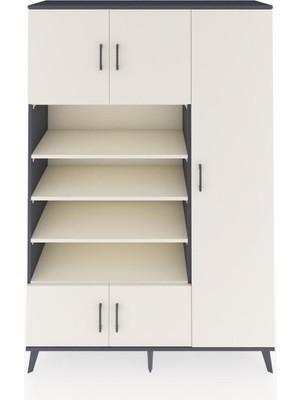 Dienni Hyperion Dolap 11 Raflı 5 Kapaklı 132X44X195 Antrasit-Aytaşı/aytaşı
